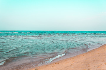Fototapeta na wymiar Landscape of beach and sea with blue sky
