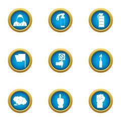 Threat icons set. Flat set of 9 threat vector icons for web isolated on white background