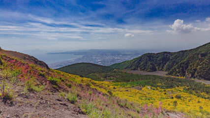 Landscape and Gulf of Naples viewed from Mount Vesuvius, Italy