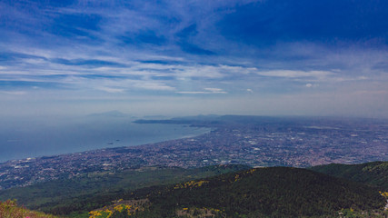 Landscape and Gulf of Naples viewed from Mount Vesuvius, Italy