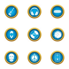 Music threat icons set. Flat set of 9 music threat vector icons for web isolated on white background