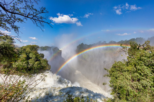 Rainbow on Victoria falls, Zimbabwe, Africa