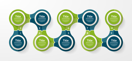 Vector circle infographic. Template for cycle diagram, graph, presentation and round chart. Business concept with 10 options, parts, steps or processes. Abstract background.