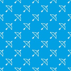 Medieval bow and arrow pattern vector seamless blue repeat for any use