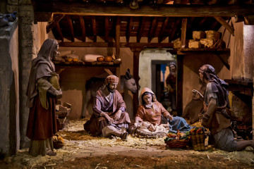 Pesebre de navidad  con José,María y Jesús