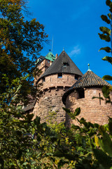 Fototapeta na wymiar Chateau du Haut-Koenigsbourg, Hohkönigsburg, old castle in beautiful Alsace region of France near the city Strasbourg.