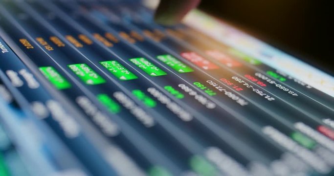 Stock market data on tablet