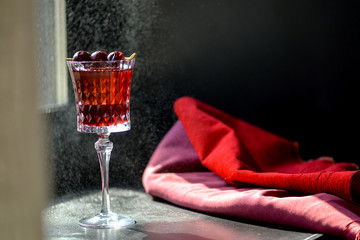  a blast of freshness, a splash of mood in an alcoholic cocktail cherry