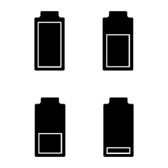 Battery charging glyph icons set