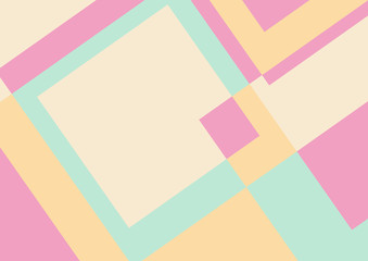 Abstract retro geometric background, in soft colors,  with squares and copy space