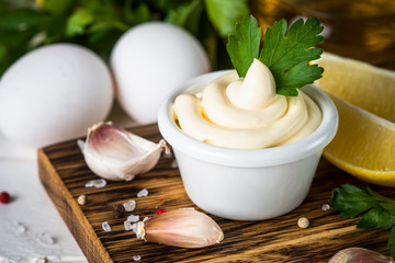 Mayonnaise sauce on white. 