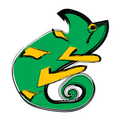 Obraz premium Hand drawn style of chameleon on white background
