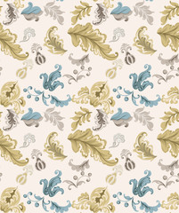 Vintage damask pattern Vector. Old 30s style decoration textures