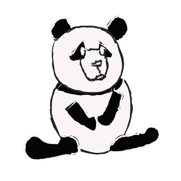 Hand drawn style of panda on white background