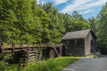 Historic Mingus Mill in Great Smoky Mountains National Park, North Carolina, USA - June 30, 2018: The old Mingus Mill in Great Smokey Mountains National Park
