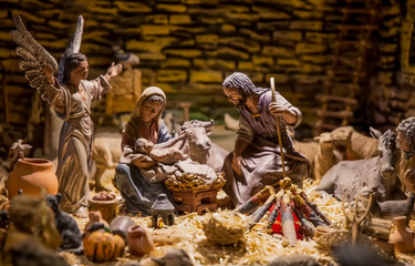 Pesebre de Navidad con José ,María y José.