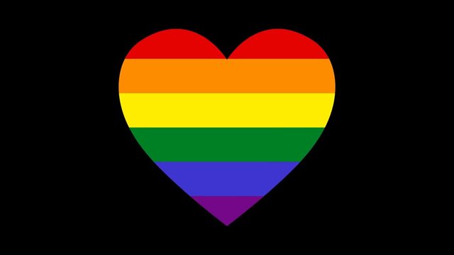 Gay pride rainbow heart. LGBT symbol. Animation on a transparent background with an alpha channel.