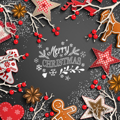 Christmas background with white text and decorations