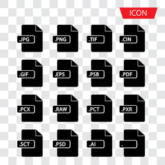 Document File Formats icon vector isolated photo file symbols on white background.