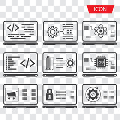 Developing, App Browser and Coding icon vector isolated on white background.
