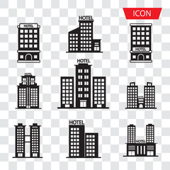 Hotel icon set isolated on white background.