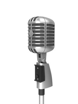 3D Rendering vintage studio microphone isolated on white background