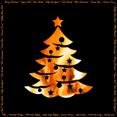 Warmth of holidays christmas card with xmas tree silhouette