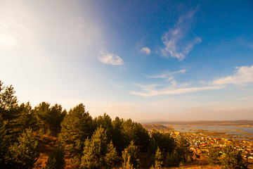 Sunny landscape of the southern Urals