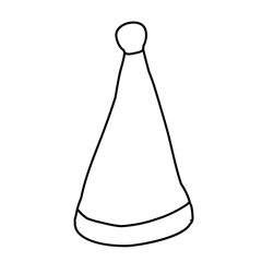 outline Santa Claus hat, new year