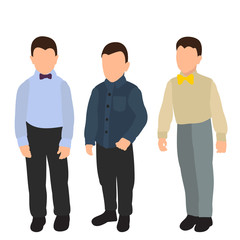 vector, isolated, flat style, boys group, kindergarten