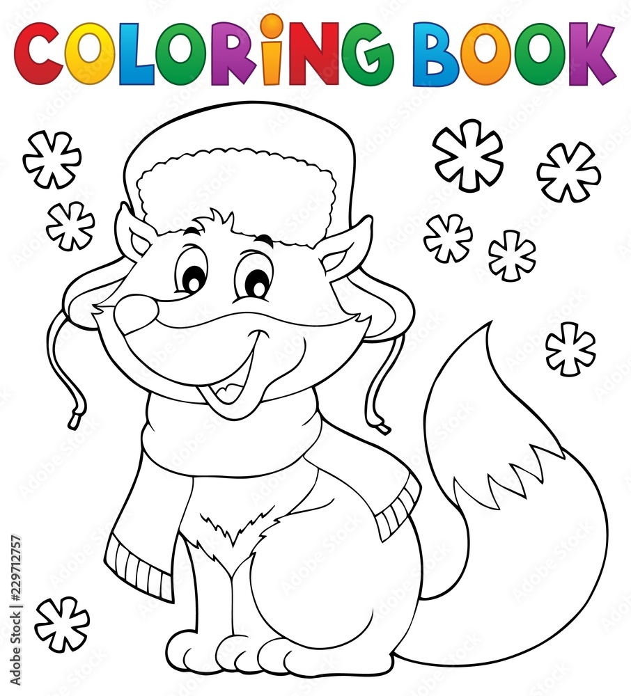 Sticker coloring book winter fox theme 1