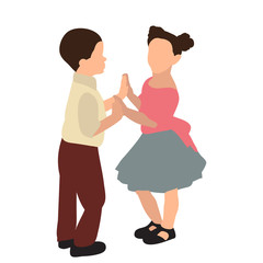 isolated, flat style, children dancing, kindergarten