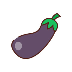 Vector flat cartoon eggplant icon isolated on background