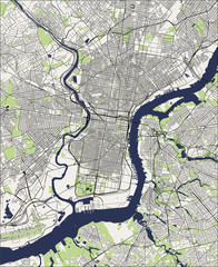 map of the city of Philadelphia, Pennsylvania, USA