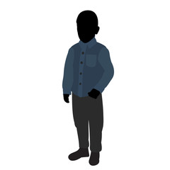 isolated, silhouette in color clothes boy
