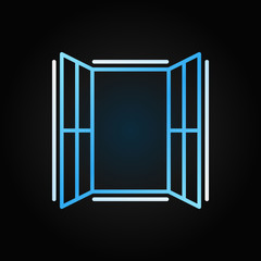 Window outline blue icon - vector sign or design element