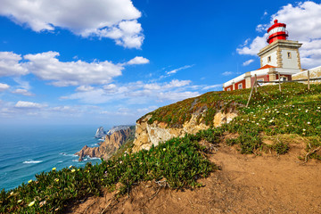 Fototapeta na wymiar Lighthouse at Cape Roca (Cabo da most western point of Europe