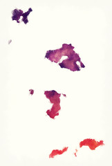 North Aegean region watercolor map of Greece in front of a white background