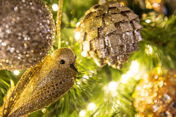 Beautiful decorated christmas tree. Holiday background