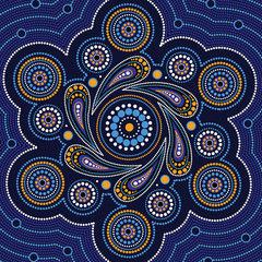 Aboriginal dot art vector painting.