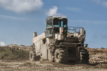 CONSTRUCTION MACHINERY -  Soil Stabilizer on the construction site
