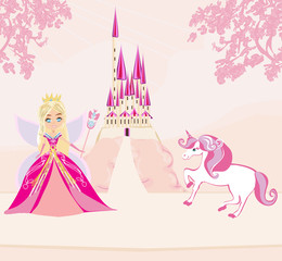 Cute unicorn and beautiful fairy