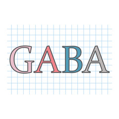 GABA (gamma-Aminobutyric acid) acronym written on checkered paper sheet- vector illustration