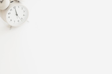 White Alarm Clock isolated Placed on a white background.