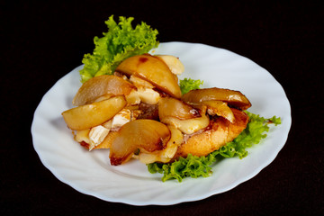 Bruschetta with cheese and pear