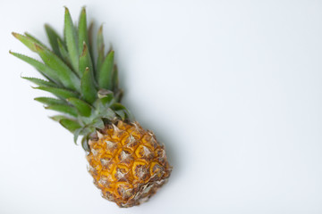 Fresh pineapple with leaves. Isolate. On white background. The view from the top.