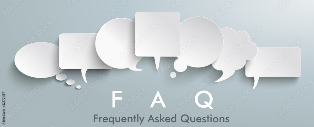 Wall mural white paper speech balloons faq header