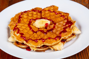 Waffle with banana