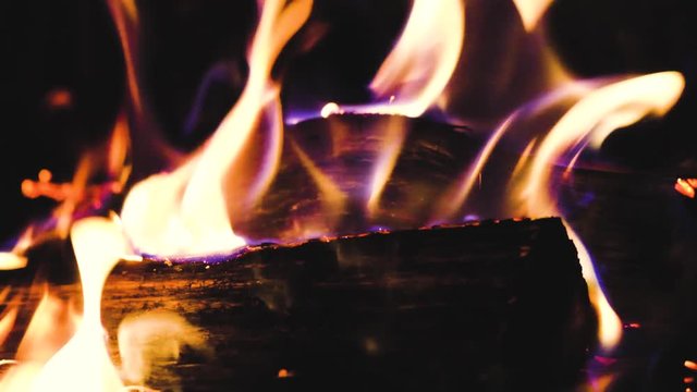 Fireplace closeup in slow motion
