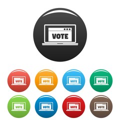 Online vote icons set 9 color vector isolated on white for any design